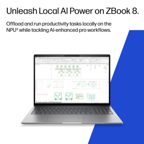 HP ZBook 8 G2i 14 inch Mobile Workstation PC - Data Science Copilot+ PC Intel Core Ultra 9 386H 35.6 cm (14") WUXGA 64 GB DDR5-SDRAM 1 TB SSD Wi-Fi 7 (802.11be) Windows 11 Pro AI Workstation, AI PC Silver