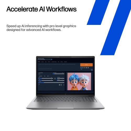 HP Zbook X G1i Data Science Intel Core Ultra 7 255H Mobile workstation 40.6 cm (16") WUXGA 32 GB DDR5-SDRAM 1 TB SSD NVIDIA RTX PRO 1000 Blackwell Wi-Fi 7 (802.11be) Windows 11 Pro AI Workstation, AI PC Silver