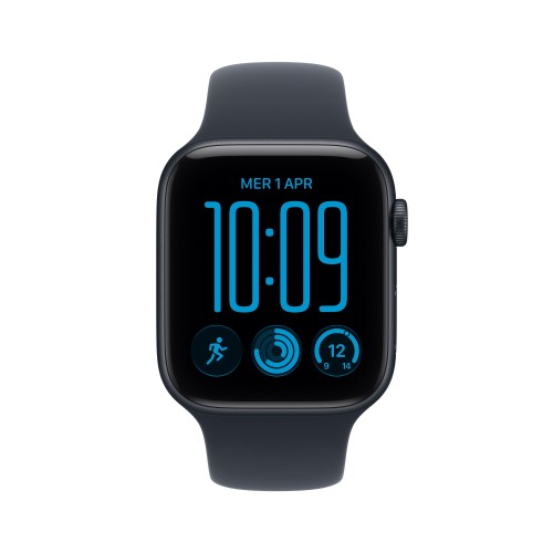 Apple Watch SE (3nd generation) SE 3 GPS 44mm Midnight Aluminium Case with Navy Blue Sport Band - S/M