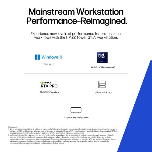 HP Z2 Tower G1i Intel Core Ultra 7 270K Plus 48 GB DDR5-SDRAM 1 TB SSD NVIDIA RTX Pro 2000 Blackwell Windows 11 Pro Workstation AI Workstation, AI PC Black