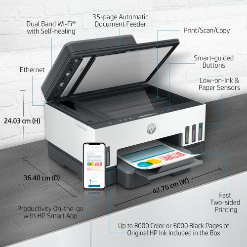 HP Smart Tank 7305 Wireless All-in-One Color Printer, Two-sided printing; Copier, Scanner