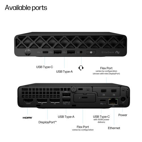 HP EliteDesk 8 Mini G1a AI Copilot+ PC AMD Ryzen™ AI 7 350 32 GB DDR5-SDRAM 1 TB SSD Windows 11 Pro Mini PC AI PC Black