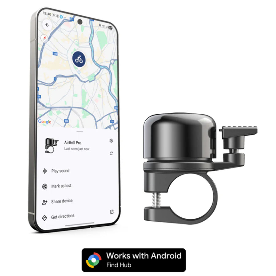 AirBell Pro Bicycle Bell with Integrated Tracker for Android Find Hub