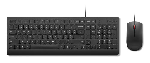 Lenovo Essential Wired Combo Black US Euro keyboard Mouse included Universal USB