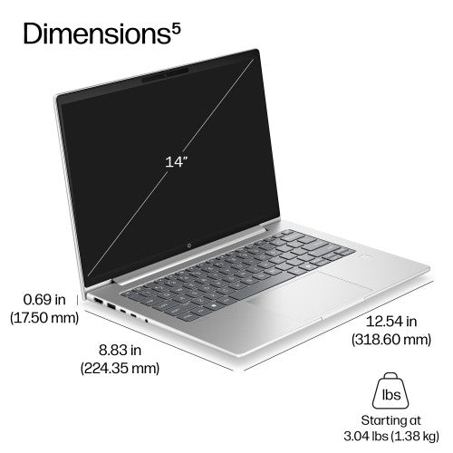 HP ProBook 4 G2iR 14 Next Gen AI PC Copilot+ PC Intel Core Ultra 5 226V Laptop 35.6 cm (14") WUXGA 16 GB LPDDR5x-SDRAM 512 GB SSD Wi-Fi 7 (802.11be) Windows 11 Pro Silver