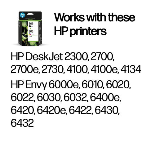HP 6ZD17AE/305 Printhead cartridge multi pack black + color, 2x120 pages 4ml 120pg + 100pg Pack=2 for HP DeskJet 2710/e/Envy 6020/Envy 6020 e
