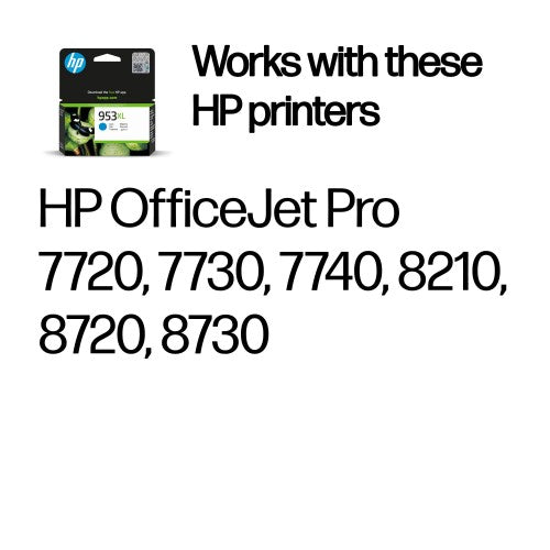 HP F6U16AE/953XL Ink cartridge cyan high-capacity, 1.45K pages 18ml for HP OfficeJet Pro 7700/8210/8710