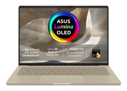 ASUS Zenbook A14 UX3407NA-QD069W Copilot+ PC Snapdragon X2E-88-100 Laptop 35.6 cm (14") WUXGA 16 GB LPDDR5x-SDRAM 1 TB SSD Wi-Fi 7 (802.11be) Windows 11 Home Beige