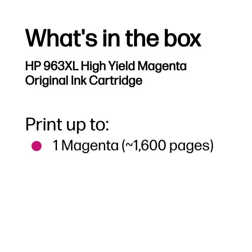 HP 3JA28AE/963XL Ink cartridge magenta high-capacity, 1.6K pages 23.25ml for HP OJ Pro 9010/e/9020/9020 e
