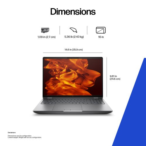HP ZBook Fury G1i Data Science Intel Core Ultra 9 285HX Mobile workstation 40.6 cm (16") WUXGA 64 GB DDR5-SDRAM 1 TB SSD NVIDIA RTX PRO 3000 Blackwell Wi-Fi 7 (802.11be) Windows 11 Pro AI Workstation, AI PC Silver