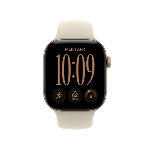 Apple Watch Series 12 GPS + Cellular 42mm Light Gold Aluminium Case with Sand Sport Band - S/M