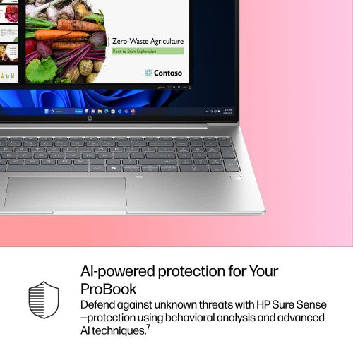 HP ProBook 4 G1i AI Intel Core Ultra 5 225U Laptop 40.6 cm (16") WUXGA 16 GB DDR5-SDRAM 256 GB SSD Wi-Fi 7 (802.11be) Windows 11 Pro AI PC Silver