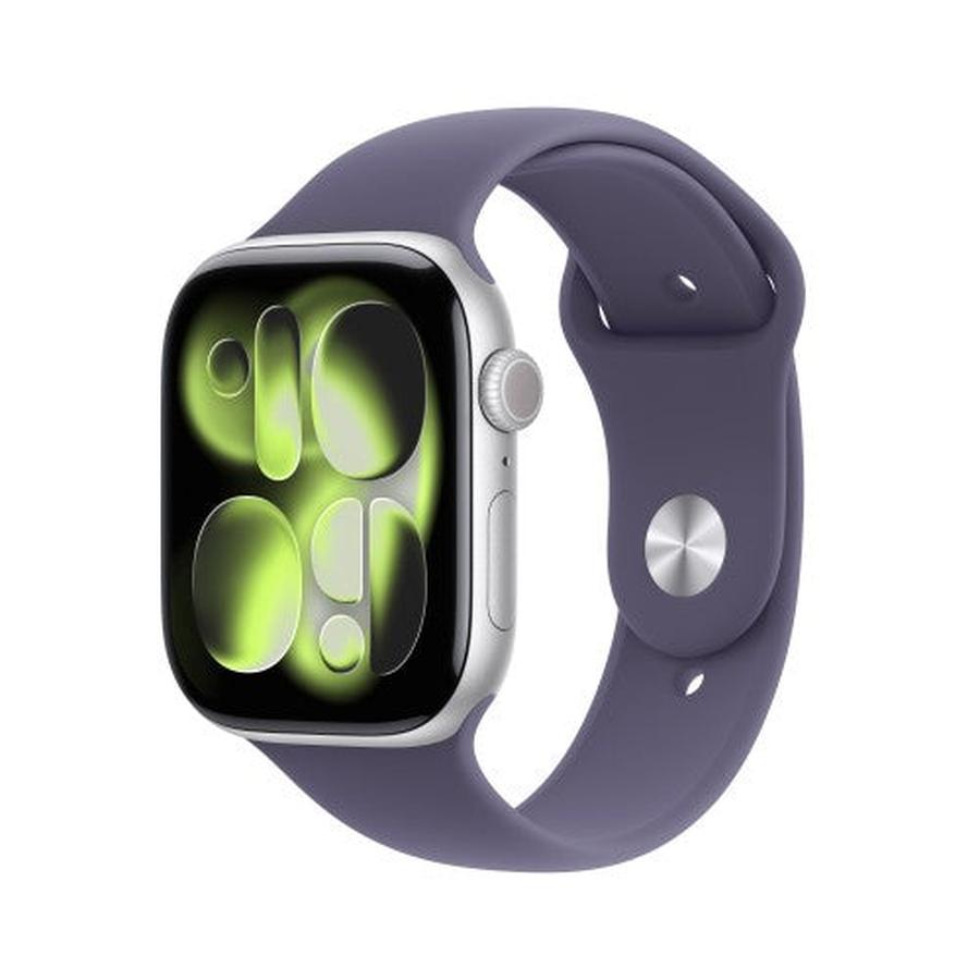 Apple Watch Series 11 GPS + Cellular 46mm Silver Aluminium Case with Purple Fog Sport Band - S/M - GKN Direct