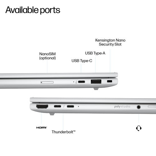 HP EliteBook 8 G1i Next Gen AI PC Wolf Pro Security Edition Copilot+ PC Intel Core Ultra 5 226V Laptop 35.6 cm (14") WUXGA 16 GB LPDDR5x-SDRAM 512 GB SSD Wi-Fi 7 (802.11be) Windows 11 Pro Silver