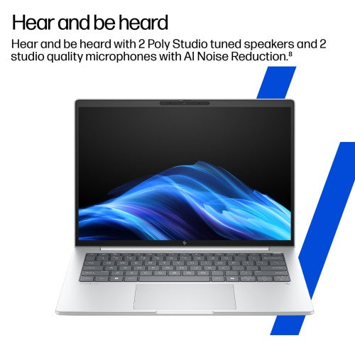 HP EliteBook 8 G1i Next Gen AI PC Copilot+ PC Intel Core Ultra 5 236V Laptop 35.6 cm (14") WUXGA 16 GB LPDDR5x-SDRAM 512 GB SSD Wi-Fi 7 (802.11be) Windows 11 Pro Silver