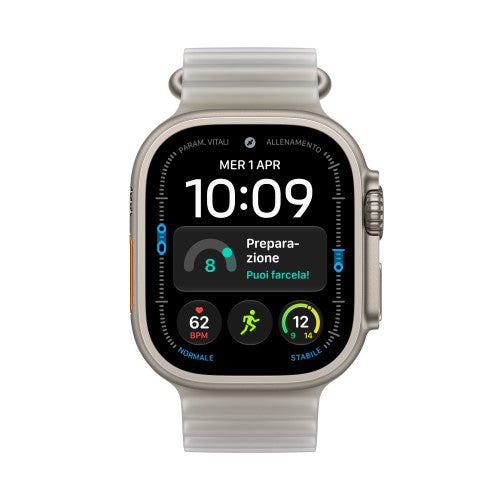 Apple Watch Ultra 4 GPS + Cellular 49mm Natural Titanium Case with Translucent Grey Ocean Band