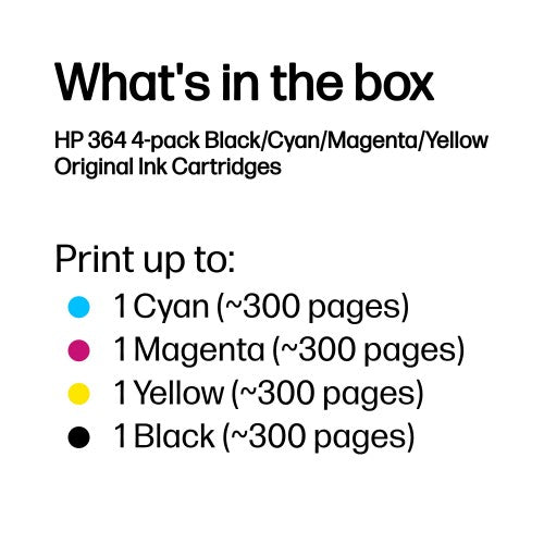 HP N9J73AE/364 Ink cartridge multi pack Bk,C,M,Y, 4x300 pages ISO/IEC 24711 Pack=4 for HP PhotoSmart B 110/C 309/D 5460/Plus/Premium