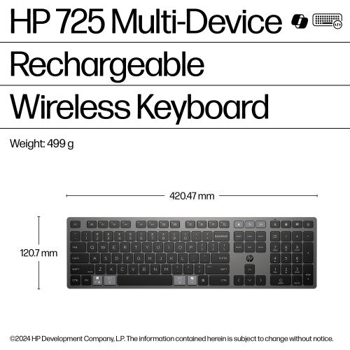 HP 725 Multi-Device Rechargeable Wireless Keyboard