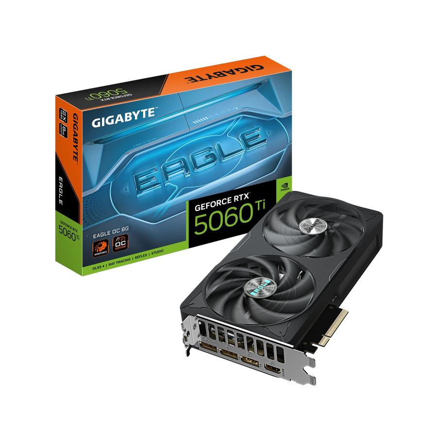 GIGABYTE GeForce RTX 5060 Ti EAGLE OC 8G Graphics Card - 8GB GDDR7, 128bit, PCI-E 5.0, 2617MHz Core Clock, 3 x DisplayPort, 1 x HDMI, GV-N506TEAGLE OC-8GD - GKN Direct