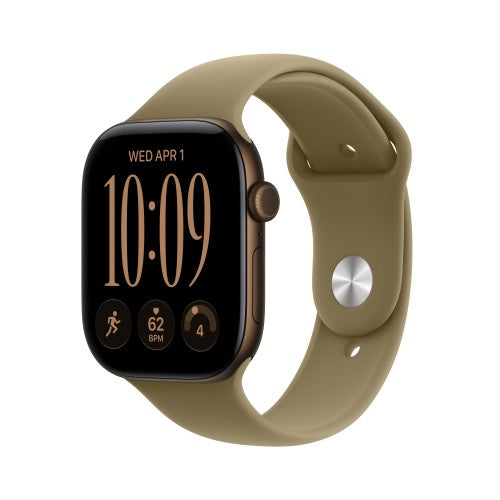 Apple Watch Series 12 GPS 46mm Dark Bronze Aluminium Case with Olive Sport Band - S/M