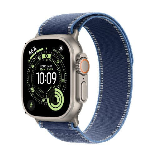 Apple Watch Ultra 3 GPS + Cellular 49mm Natural Titanium Case with Blue/Bright Blue Trail Loop - M/L