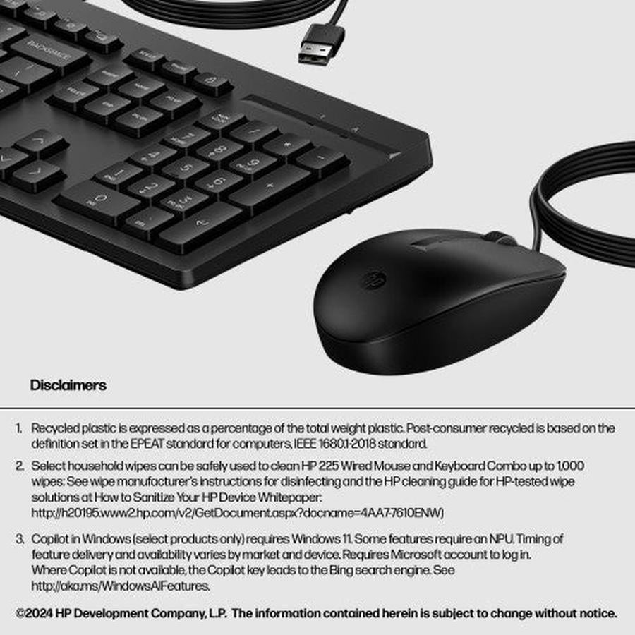 HP 225 Wired Mouse and Keyboard Combo - GKN Direct