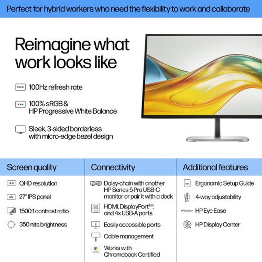 HP Series 5 Pro 27 inch QHD Monitor - 527pq - GKN Direct