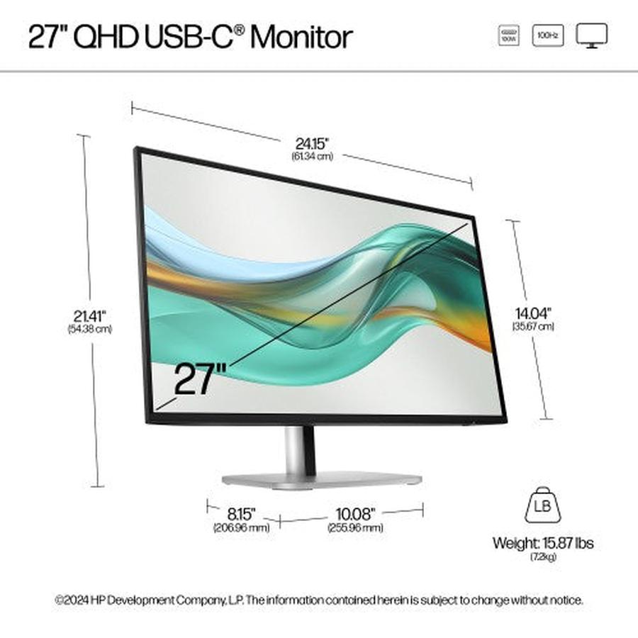 HP Series 5 Pro 27 inch QHD USB-C Monitor - 527pu - GKN Direct
