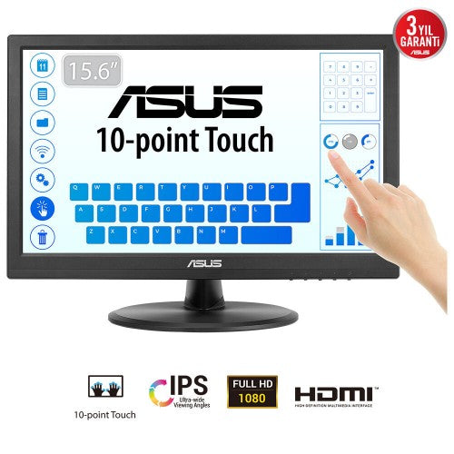 ASUS Touch VT169HE computer monitor 39.6 cm (15.6") 1920 x 1080 pixels Full HD LED Touchscreen Tabletop Black