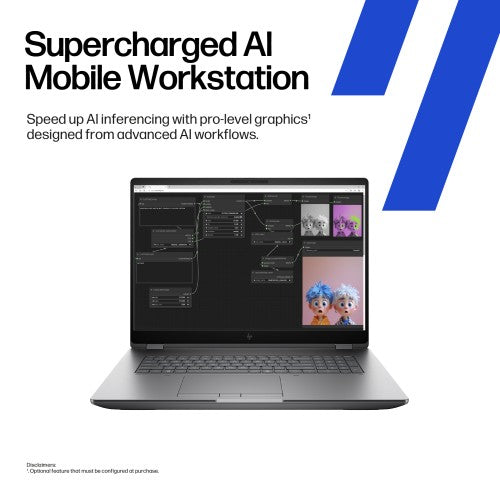 HP ZBook Fury G1i Data Science Intel Core Ultra 9 285HX Mobile workstation 40.6 cm (16") WUXGA 32 GB DDR5-SDRAM 1 TB SSD NVIDIA RTX PRO 2000 Blackwell Wi-Fi 7 (802.11be) Windows 11 Pro AI Workstation, AI PC Silver