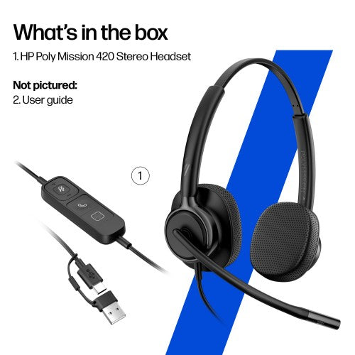 HP Poly Mission 425 Stereo USB Wired Headset Classic (Bulk)