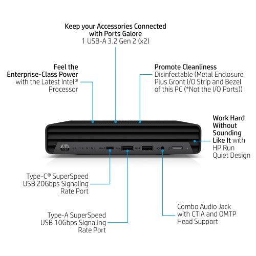 HP Elite Mini 800 G9 Intel® Core™ i9 i9-14900 32 GB DDR5-SDRAM 1 TB SSD Windows 11 Pro Mini PC Black