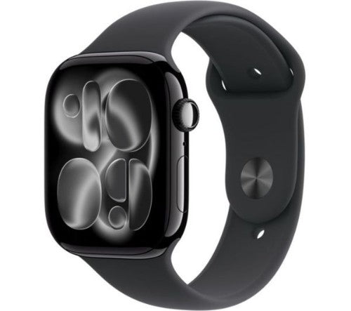 Apple Watch Series 11 GPS 46mm Jet Black Aluminium Case with Black Sport Band - M/L