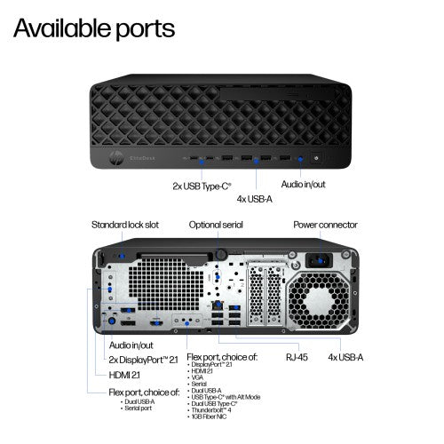 HP EliteDesk 8 G1i AI Intel Core Ultra 5 235 16 GB DDR5-SDRAM 512 GB SSD Windows 11 Pro SFF PC AI PC Black