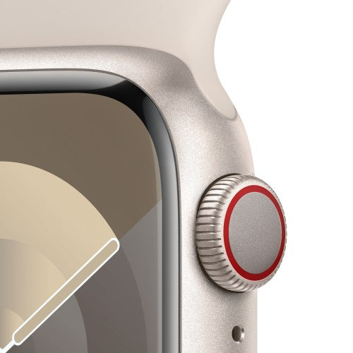 Apple Watch Series 9 GPS + Cellular 41mm Starlight Aluminium Case w/ Starlight Sport Band - S/M
