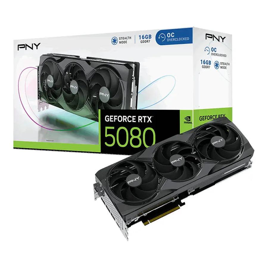 PNY GeForce RTX 5080 Overclocked Triple Fan GPU NVIDIA 16 GB GDDR7 - GKN Direct