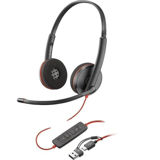 POLY Blackwire 3220 Stereo USB-C Headset +USB-C/A Adapter - GKN Direct