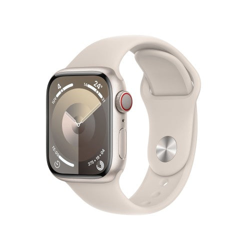 Apple Watch Series 9 GPS + Cellular 41mm Starlight Aluminium Case w/ Starlight Sport Band - S/M