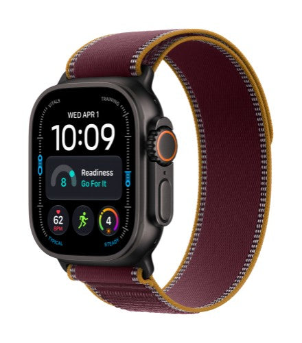 Apple Watch Ultra 4 GPS + Cellular 49mm Black Titanium Case with Burgundy Trail Loop - S/M