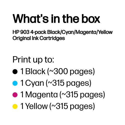 HP 6ZC73AE/903 Ink cartridge multi pack Bk,C,M,Y 12.4ml + 3x4.5ml Pack=4 for HP OfficeJet Pro 6860/6950