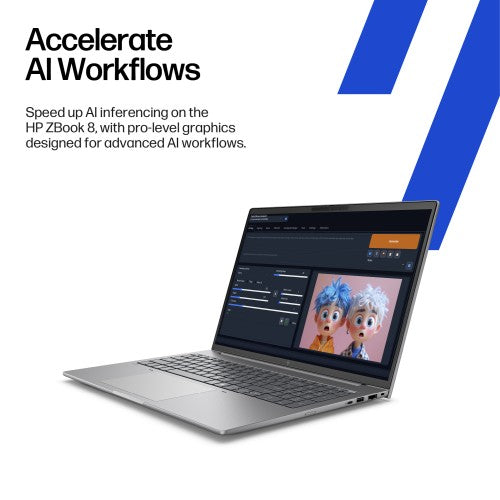 HP ZBook 8 G1i Data Science Intel Core Ultra 9 285H Mobile workstation 40.6 cm (16") WUXGA 32 GB DDR5-SDRAM 1 TB SSD NVIDIA RTX 500 Ada Wi-Fi 7 (802.11be) Windows 11 Pro AI Workstation, AI PC Silver