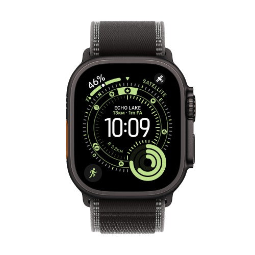 Apple Watch Ultra 3 GPS + Cellular 49mm Black Titanium Case with Black/Charcoal Trail Loop - S/M