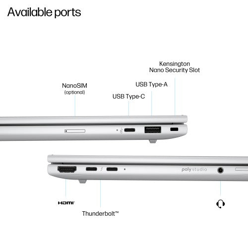 HP EliteBook 8 G1i 14 inch Notebook AI PC Intel Core Ultra 7 255U Laptop 35.6 cm (14") Touchscreen WUXGA 16 GB DDR5-SDRAM 256 GB SSD Wi-Fi 6E (802.11ax) Windows 11 Pro Silver