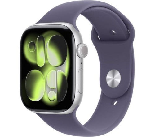 Apple Watch Series 11 GPS 46mm Silver Aluminium Case with Purple Fog Sport Band - M/L