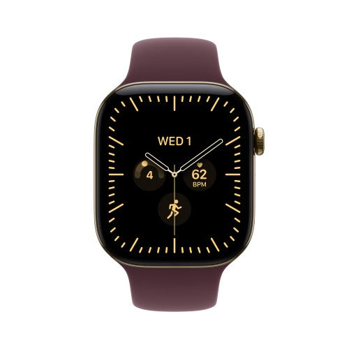 Apple Watch Series 12 GPS + Cellular 42mm Radiant Gold Titanium Case with Burgundy Sport Band - S/M