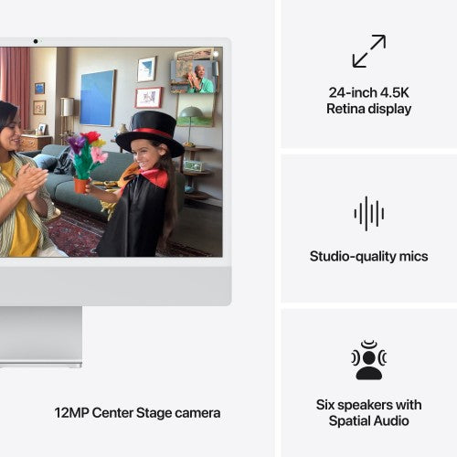 Apple iMac 24-inch with Retina 4.5K display: M4 chip with 10‑core CPU and 10‑core GPU, 24GB, 512GB SSD - Silver