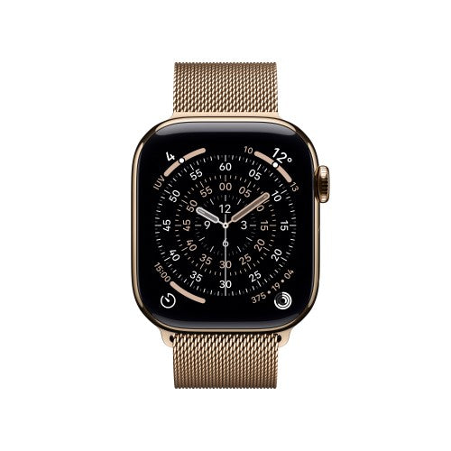Apple Watch Series 11 GPS + Cellular 42mm Gold Titanium Case with Gold Milanese Loop