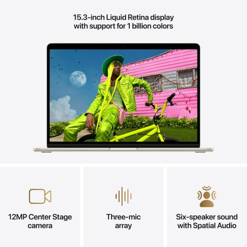 Apple MacBook Air 15-inch : M5 chip with 10‑core CPU and 10‑core GPU, 16GB, 512GB SSD - Starlight