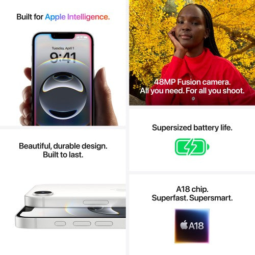 Apple iPhone 16e 15.5 cm (6.1") Dual SIM iOS 18 5G USB Type-C 128 GB Black