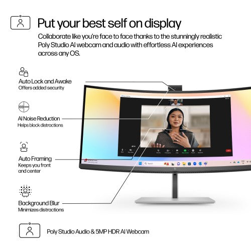 HP Series 7 Pro 34 inch WQHD Conferencing Monitor - 734pm